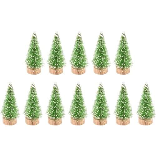 12pcs Mini Christmas Tree Pine Tree DIY Christmas Decorations For Home Table Navidad Xmas Ornaments New Year Decor Kids Gift