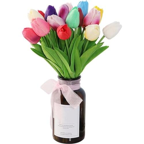 30pcs Garden Tulips Real Touch Flowers Artificial Flowers Bouquet Mariage For Home Party Wedding Decorations Fake Flower