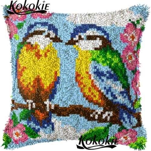 3d carpet Crocheting Rug Yarn Needlework cross stitch parrot pattern cushion mat threads embroidery Latch Hook Rug pillow Kits
