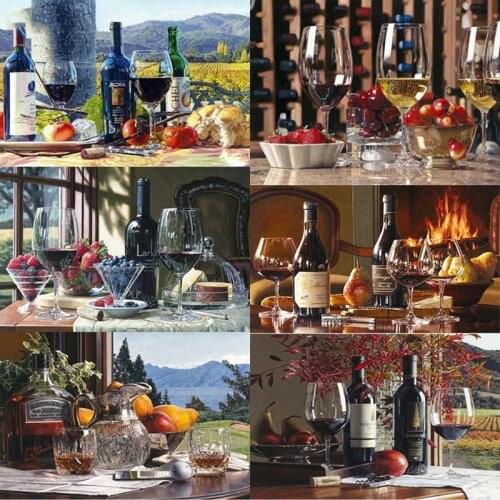 Diamond Painting Fruit 5D Full Round Diamond Embroidery Wine Mosaic Rhinestone DIY Hobby Factory Direct