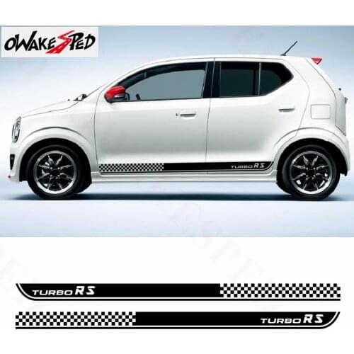 Car Sport Turbo Stripes Styling Auto Door Side Skirt Sticker For Suzuki Alto RS Racing Lattices Vinyl Decal Exterior Accessories