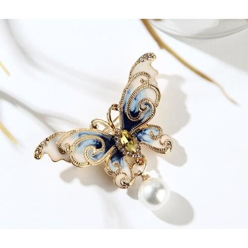 Fashion Blue Butterfly Brooch Beads -color Shell Insect Brooches Jewelry Pins For Suit Dress Clothes Accessories