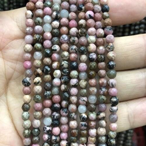 Natural Rhodonite Faceted Stone Beads 4mm 6mm 8mm 10mm 12mm Gem Stone Faceted Loose beads,1of 15"strand