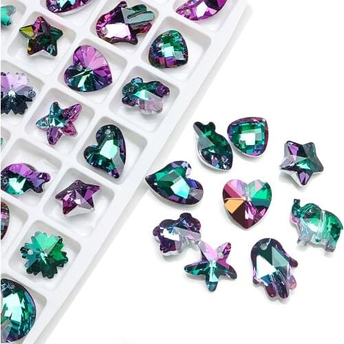 ZHUBI 20pcs Austria Glass Heart Pendant 14mm Charms Beads Crystals For DIY Making Necklaces Jewelry Needlework Accessories