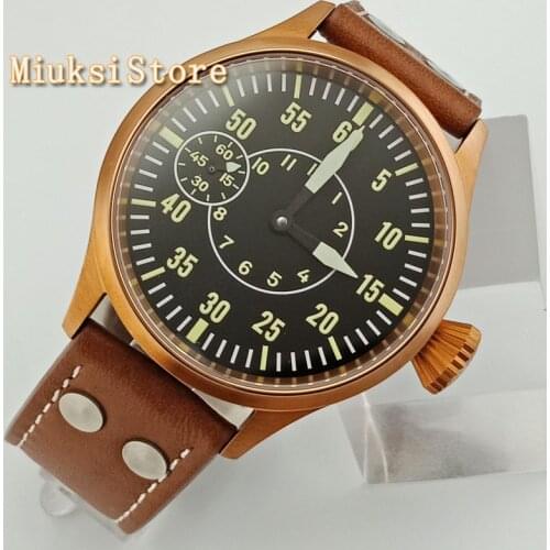 Fashion classic man mechanical watch Corgeut 43mm bronze plated case sapphire glass 6497 hand winding mens watch 2634