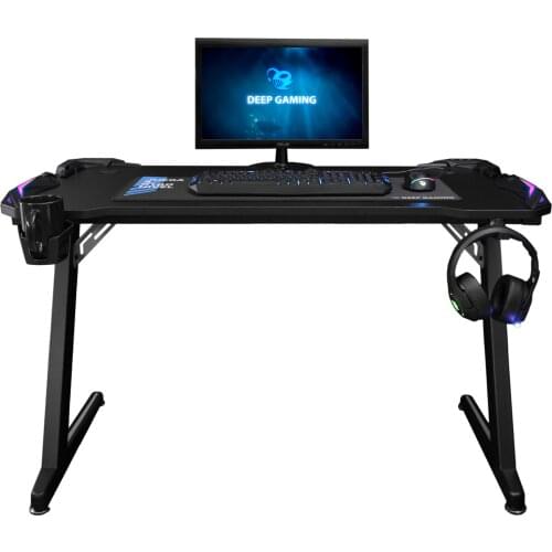 Computer gaming desk table DeepMaster II, 120x60x74 cm, headphone stand, beverage stand