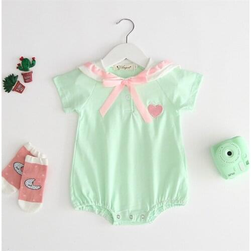 Sailor style newborn baby romper summer short sleeve infant baby jumpsuit clothes for girls costumes children onesie outfits