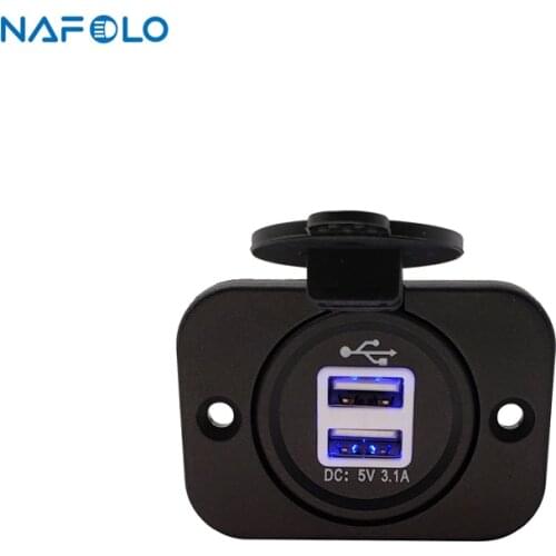 Dual USB Car Charger Adapter For Car Boat Marine Caravan Truck Motorcycle USB Socket Mount Auto USB Charger Power Adapter