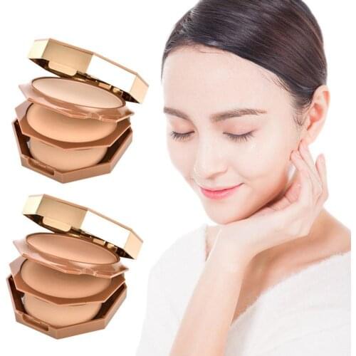 Double-layer Powder Makeup Dry And Wet Powde Lasting Powder Waterproof Control Moisturizing Makeup Oil Cake Concealer L0H0