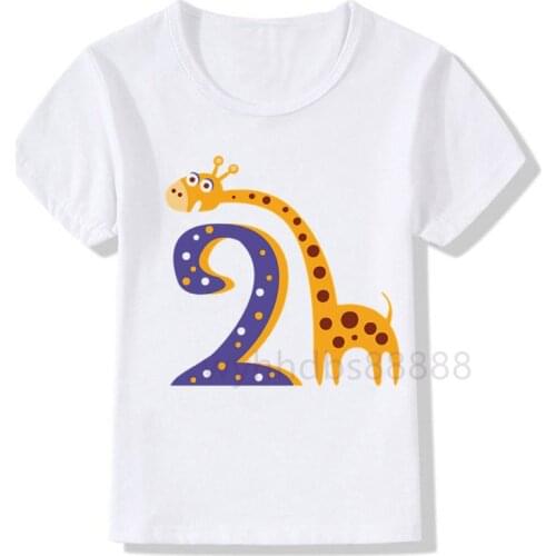 Boys&Girl Animals Birthday Number Print T Shirt Children Birthday Boy Dino Party T-shirts Boy&Girl Funny Panda Gift Tshirt 1-9