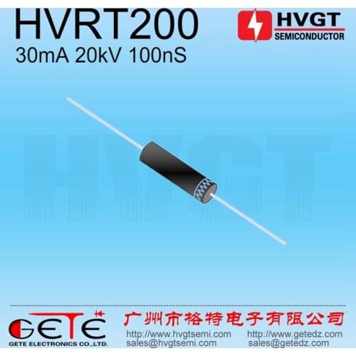 HVGT,High voltage diode HVRT200, Silicon rectifier diode 30mA 20kV 100ns, Fast recovery, High frequency, 50pcs/bag