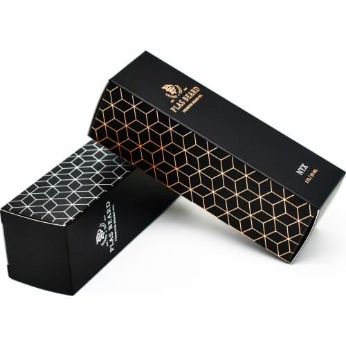 Customized Luxury gold-plating or silver plating Logo Black Paper card Box