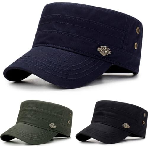 2020 Branded Men Military Cap Summer Autumn Casual Cadet Hat Washed Cotton Flat Top Caps Female Vintage Army Hats Bone Man Cap