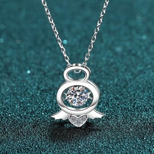 Guardian Love Pendantr Necklace 925 Sterling Silver Passed Diamond Test Perfect Moissanite 0.5ct Necklace Jewely Birthday Part