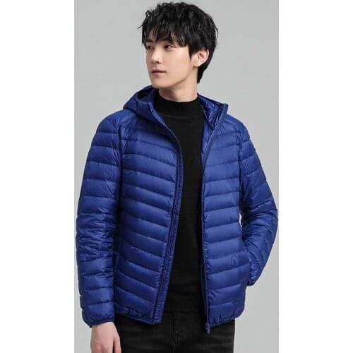 Hooded Jacket Coat Plus Size Casual Brand Down Jackets Mens 2021 Winter New Light Packable Down Jacket Men Autumn Fashion Slim