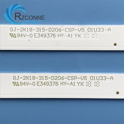 2pcs 614mm LED backlight strip 6 lamp for PHILIPS 32''TV GJ-2K18-315-D206-CSP-V5 01U33-A TPT315B6 32PFS5803/12 32PFS5823/12