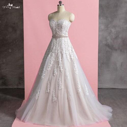 LZ279 Colorful Pearls Sashes Bridal Dresses Sweetheart A-Line Wedding Dress Vestido De Festa Longo