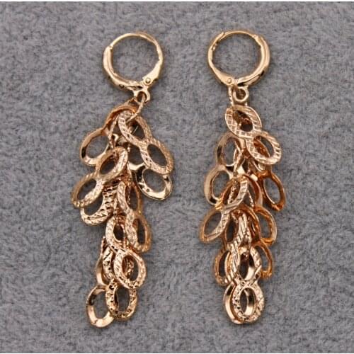 Trendy Round Metal Gold Copper Drop Earrings For Women Fashion Jewelry Accessories Woman Dangle earring Wedding party Gift