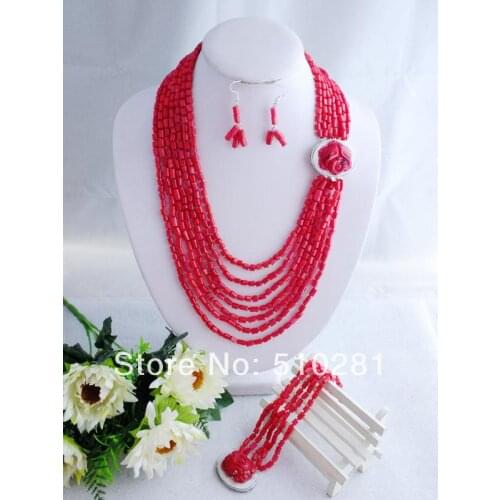 Fashion Party Wedding Coral Jewelry set 19-26"