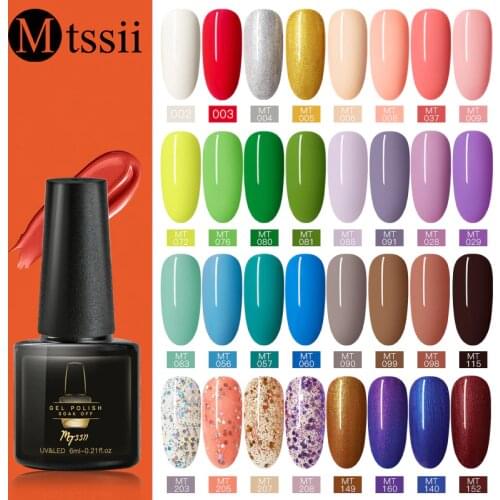 Mtssii 6ML UV Gel Varnish Nail Polish Set For Manicure Gellak Semi Permanent Hybrid Nails Art Off Prime White Gel Nail Polish