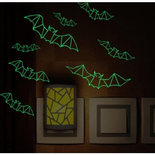 Halloween pumpkin black tree wall sticker cartoon DIY showcase window door background funny Halloween bat Luminous sticker