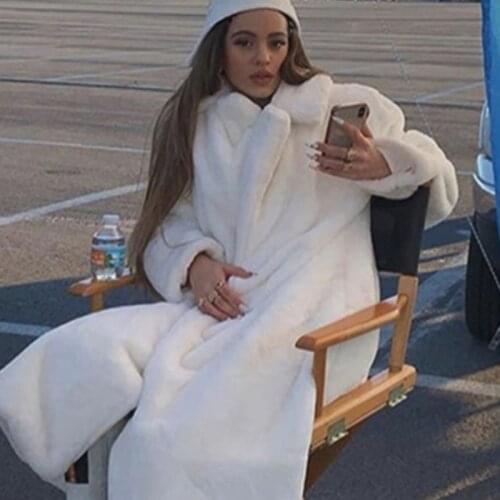 2021 New Winter Thick Warm Loose Female Plush Coats Women Faux Rabbit Fur Coat Fur Coat Loose Lapel OverCoat