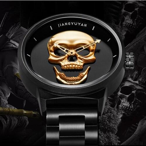 JiangYuyan Brand New MenS Watch Personality Fashion Skull Waterproof Quartz Strip Watch