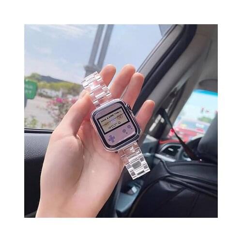 New transparent three-bead strap for Apple watch 44 40mm 42mm 38mm Band for iWatch 1 2 3 4 5 Bracelet Watchband