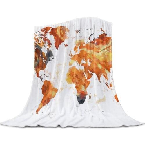 Living Room Sofa Blanket Abstract Watercolor Map Children Soft Throw Blanket Travel Airplane Hotel Portable Warm Thin Blanket
