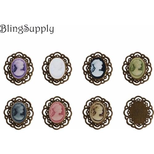 Oval cameo metal button flatback can choose colors 50PCS/lot(BTN-5658)