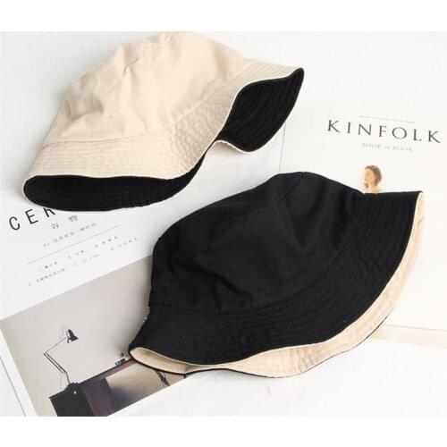 Solid Double sided Bucket Hat Fisherman Hat outdoor travel hat Sun Cap Hats for Men and Women 282