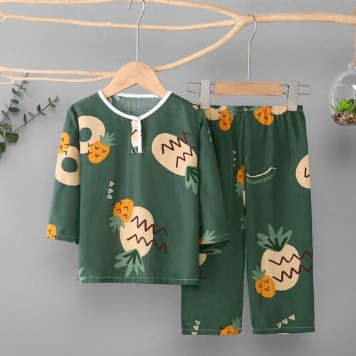 Boys Girls Pajamas Set Summer Sleepwear Teenage Clothing Pijamas Pyjamas Kids Childrens Home Outfits Baby Night Suits 4 6 8 10Y