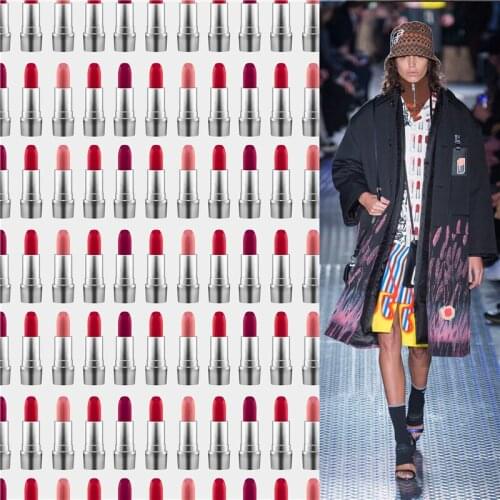 Polyester satin dress fabric lipstick pattern digital printing custom skirt printed cloth thin patchwork 067