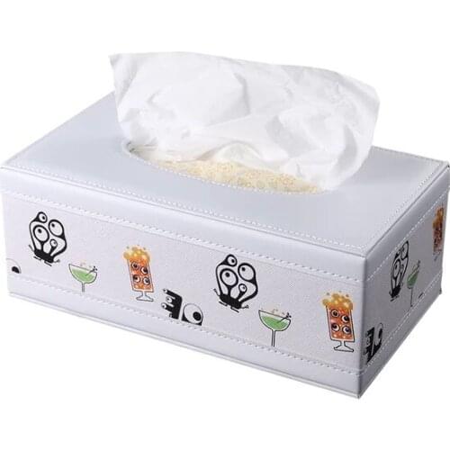 Rectangle PU leather paper napkins boxes tissues napkin case wooden tissue storage box for home decoration napkin holder ZJH018C