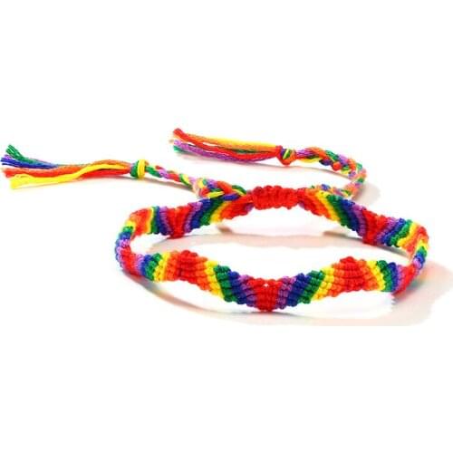 Rainbow Lesbian LGBT Pride Gay Pride Woven Braided Rope String Strand Friendship Bracelet Accessories