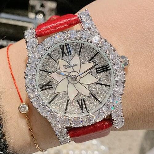 Luxury Brand Silver Diamond Woman Watch Ladies Leather Dress Watches Women Crystal Zircon Quartz Watches Dropshipping Hot Sales