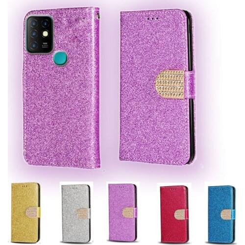 Luxury Glitter Diamond Flip Leather Wallet Phone Case For Infinix Hot 10 Phone cover with card slot