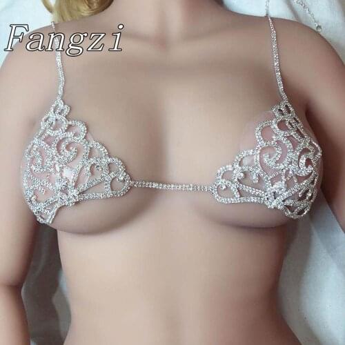 Luxury womens crystal bra body jewelry sexy shiny bra chain underwear full set of jewelry beach bikini Rhine Stone accessories