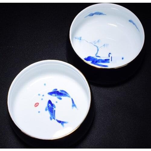 Hand-Painted Tea Landscape Ceramic Large Household Cup Wash Writing-Brush Washer Tea Set Cup Wash Bowl Tea Basin Cup Wash