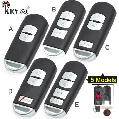 KEYECU for Mazda 3 6 CX-3 CX-5 Replacement 2/ 3/ 2+1/ 4 Button Smart Remote Car Key Shell Case Fob Red Hold with Uncut Blade