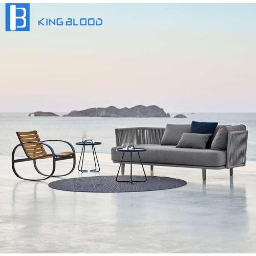 Modern outdoor furniture garden grey round rope sofa set