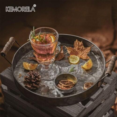 Antique Metal Serving Tray Iron Dessert Fruit Cake Bread Plate Tea Coffee Tray Desktop Sundries Decor Photography Props