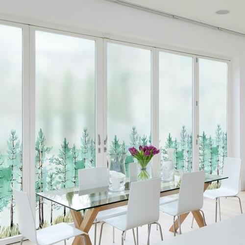 Custom Size Static Cling Window Film Forest Decorative Private Frosted Glass Sticker For Bedroom Bathroom Kitchen Living Room