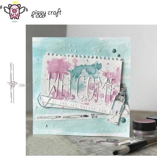 Piggy Craft metal cutting dies cut die mold 2Pcs Book label edge Scrapbook paper craft album card punch knife art cutter die