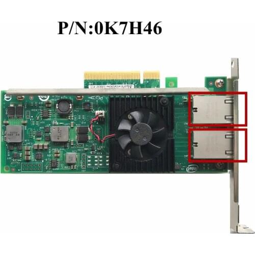 SZWXZY Excellent Original For DELL Inter X540-T2 E10G42BT Dual Port Network Card With Fan 0K7H46 K7H46 RJ-45 100% Good Quality