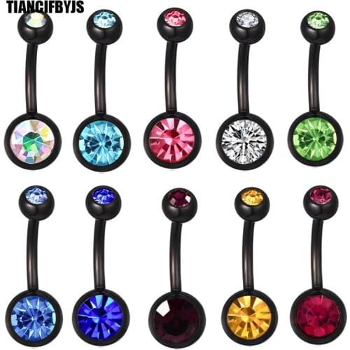 TIANCIFBYJS 14G Stainless Steel Navel Piercing Cute Belly Button Ring Bell Curved Bar Barbell Body Jewelry For Boys Girls 50pcs