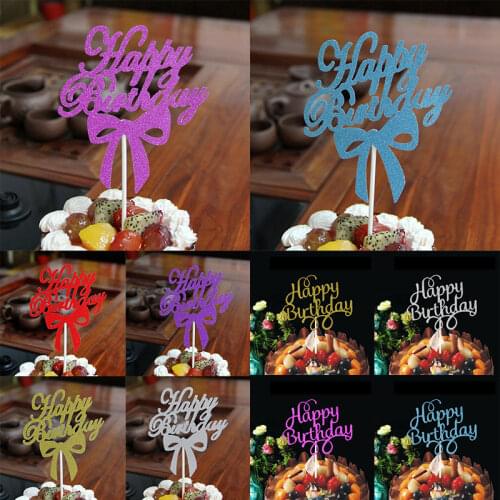 1Pc Happy Birthday Cake Topper Dessert Arrangement Decorative Baking Cake Insert Acrylic Paper Card Birthday Party Decoration