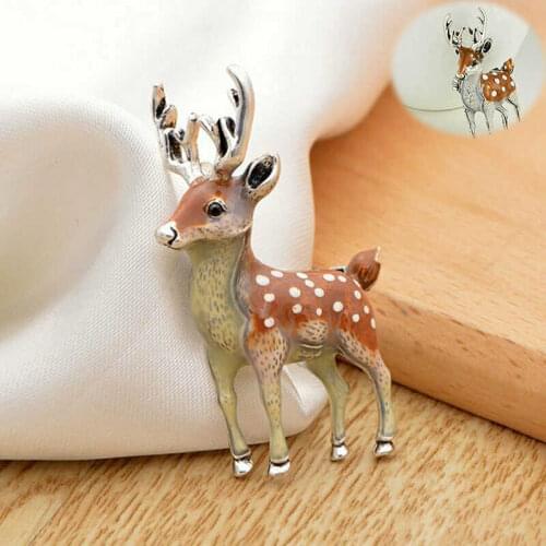 New Hot 1 pcs Hot Unisex Animal Christmas Xmas Popular Cute Gold Deer Antlers Head Pin Brooches Styling Jewelry