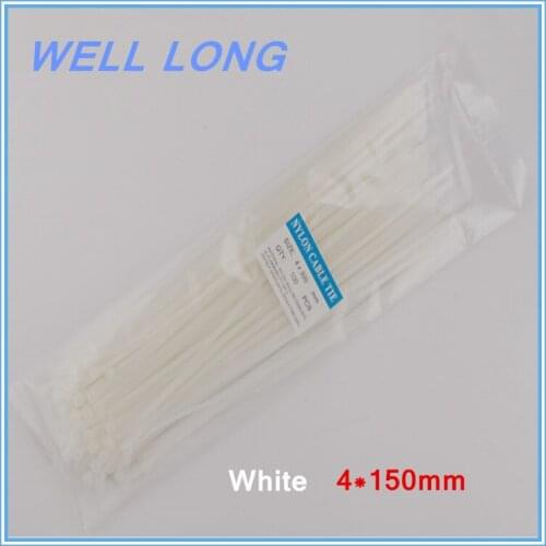 200pcs/lot 4*150mm White Nylon Wire Cable Zip Ties, Cable Ties