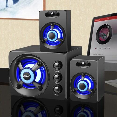 3W*2 Powerful Loudspeaker AUX Mini Computer Speakers USB Powered Wired Bass Stereo Speakers for Laptop Desktop Phone 3 in 1